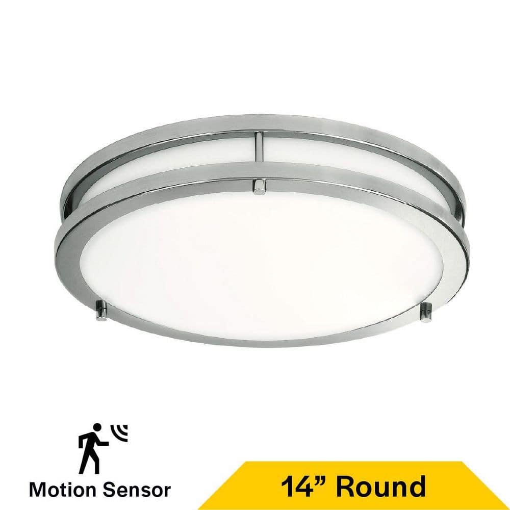 "Halco 14"" 100-Watt (Equiv) Double Ring Fixture White w/ Brushed Nickel Rings Integrated LED Color Select Flush Mount" price history on PriceWatchPro