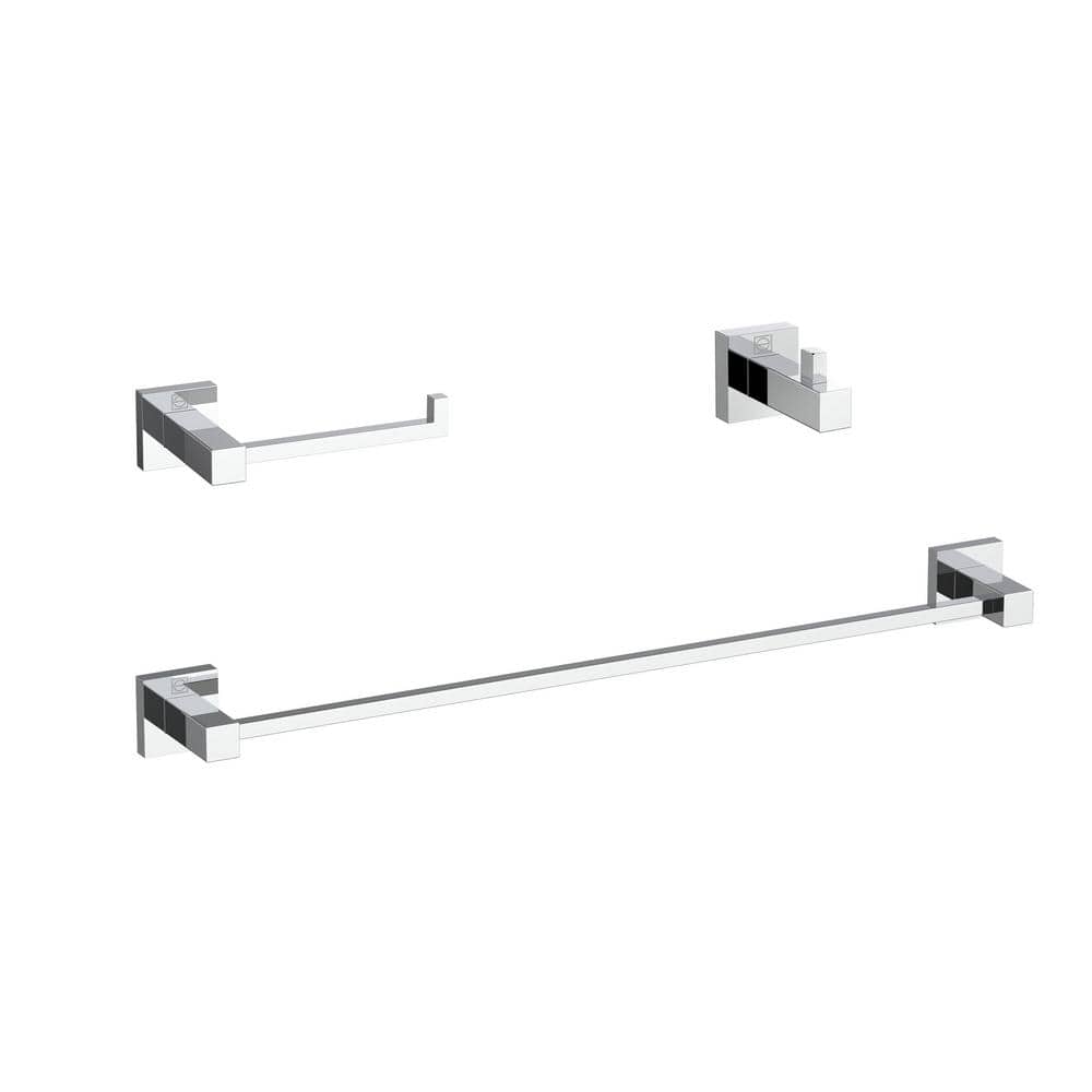 Timeless Home 3-Piece Bath Hardware Set with Mounting Hardware in Chrome