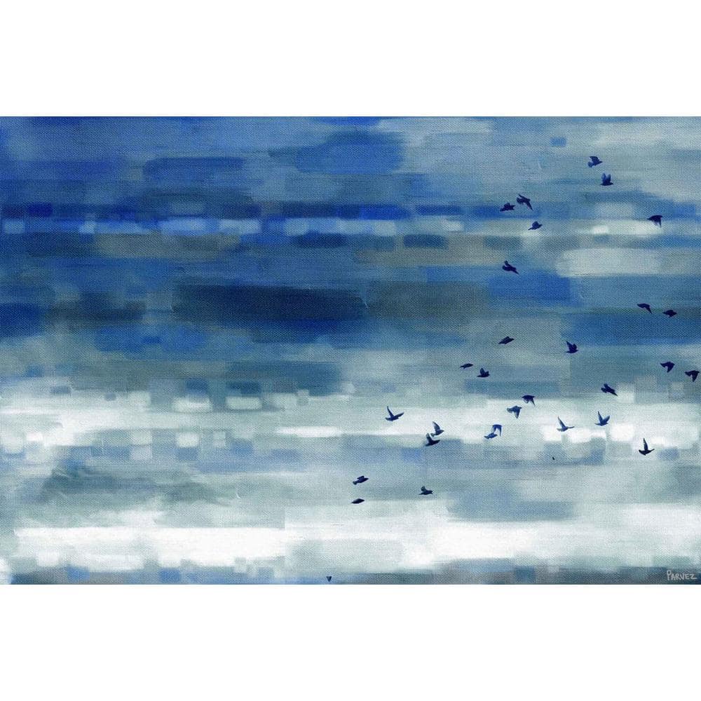 Blue and White Birds in Flight Canvas Wall Art 16" x 24"