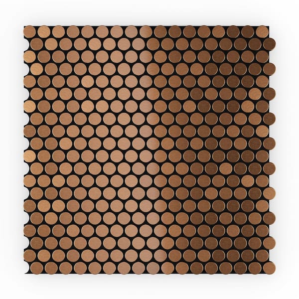 SpeedTiles Penny DC Dark Copper 11.97 in. x 12 in. x 0.2 in. x Metal Peel and Stick Tile (5.98 sq. ft./case)