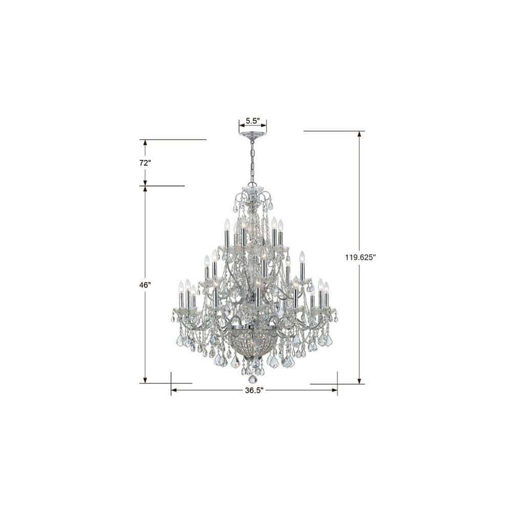 Imperial Polished Chrome 26-Light Crystal Chandelier