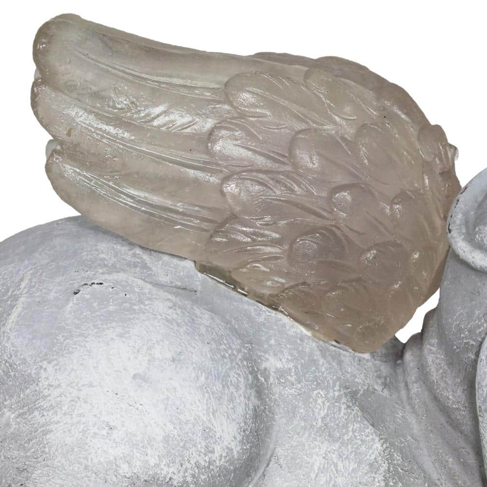 Solar Cradled Angel Dog Memorial Garden Statue with LED Wings