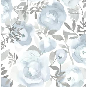 Orla Blue Floral Blue Wallpaper Sample
