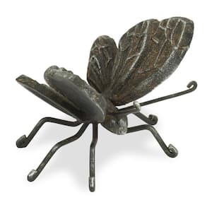 4 in. Rustic Black Cast Iron Textured Butterfly Specialty Sculpture
