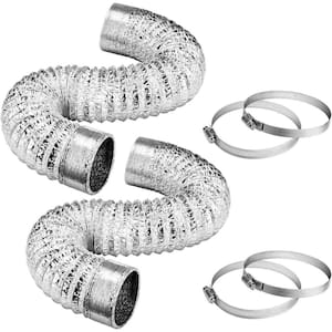 4 in. x 25 ft. Aluminum Flexible Dryer Vent Hose WITH 2 Clamps for HVAC Ventilation (2-Pack)
