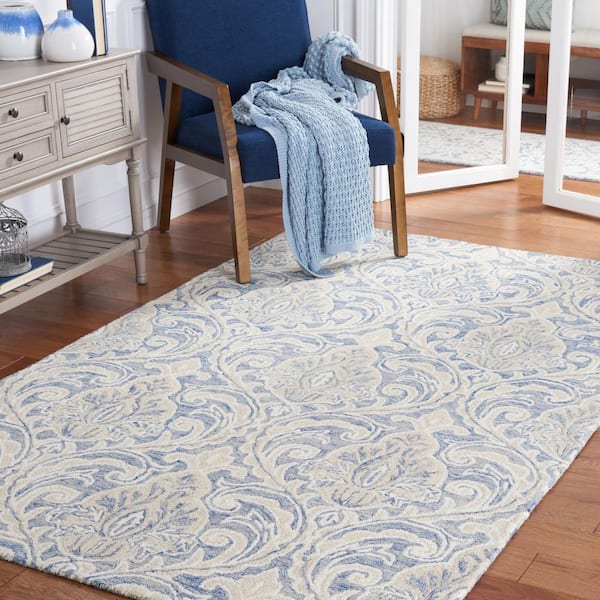 Micro-Loop Blue/Ivory Doormat 2 ft. x 3 ft. Trellis Medallion Area Rug