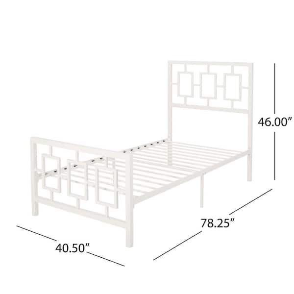 Noble House Claudia White Metal Twin Bed Frame 70095 - The Home Depot