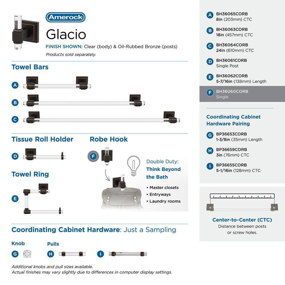 Clear and Oil-Rubbed Bronze Single Prong Robe Hook