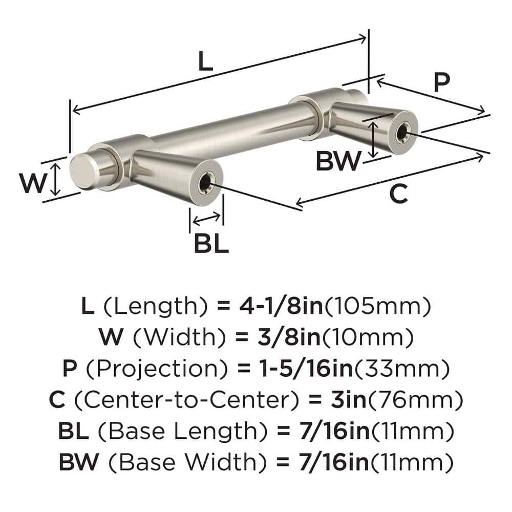 Brushed Nickel Modern Cabinet Drawer Pull with Mounting Hardware