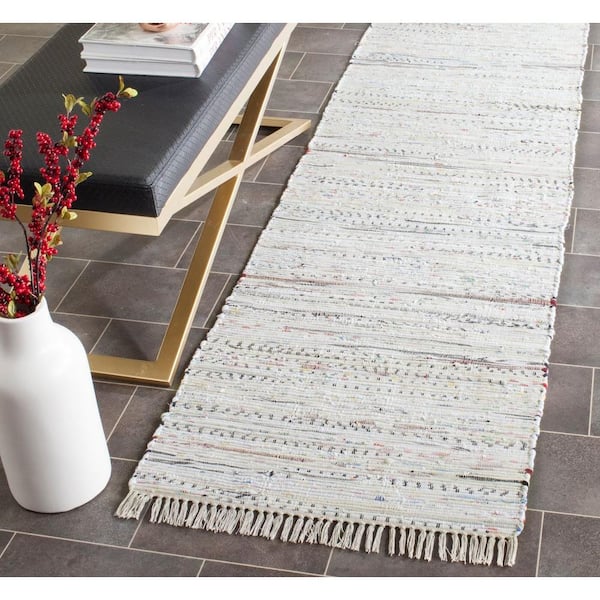 Rag Rug Ivory/Multi 2 ft. x 5 ft. Gradient Striped Runner Rug