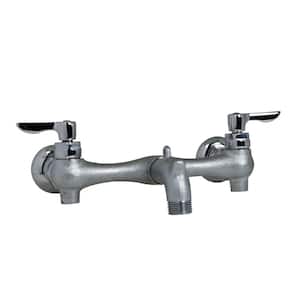 Exposed Yoke Wall-Mount 2-Handle Utility Faucet in Rough Chrome