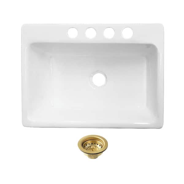 Towne 36 in. Undermount Single Cast Iron Kitchen Sink with Basket Strainer
