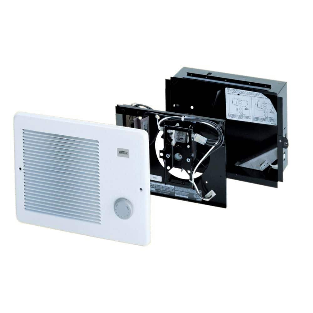 White Enamel Steel Wall Heater with Adjustable Thermostat