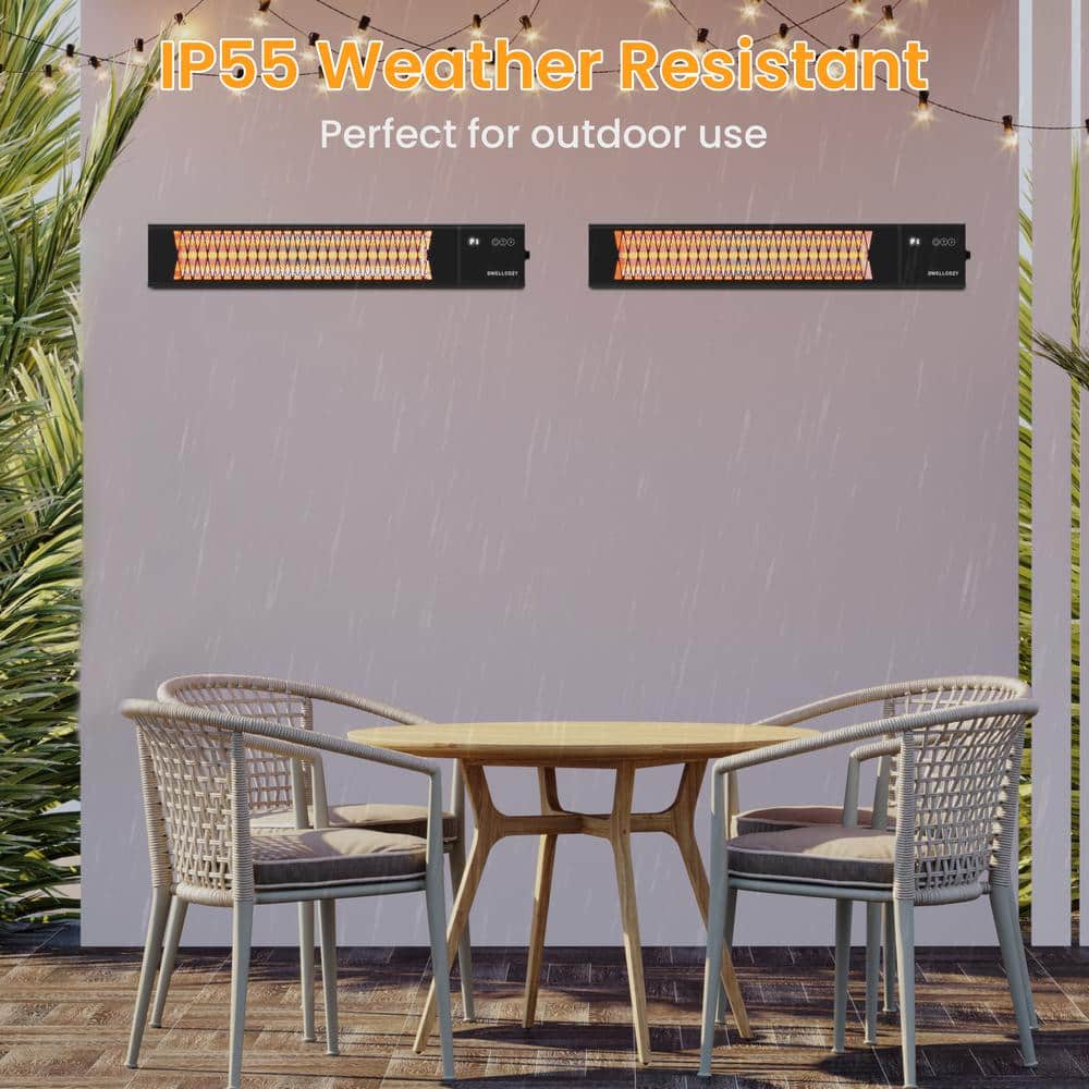 Black Stainless Steel Electric Ceiling Mounted Patio Heater with Remote Control