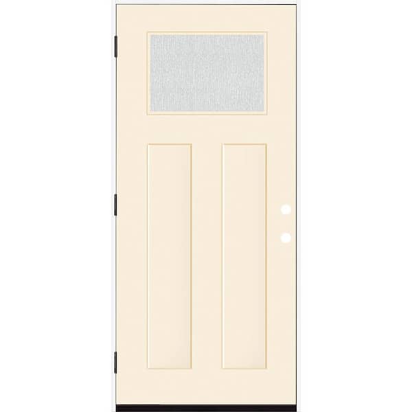 Steves & Sons Legacy 36 in. x 80 in. 1/4 Toplite Rain Glass RHOS Primed Linen Finish Fiberglass Prehung Front Door