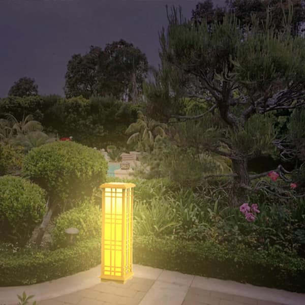 TECHKO 33.4 in. H Zen Almond Dusk-to-Dawn Outdoor Solar Integrated
