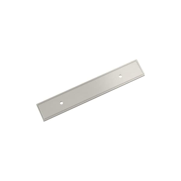 Thoreau 3-3/4 in. Center-to-Center Rectangle Satin Nickel Pull Cabinet Backplate