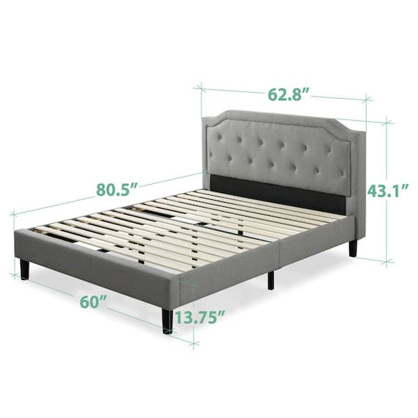 Zinus Kellen Upholstered Scalloped Platform Bed Frame, Queen