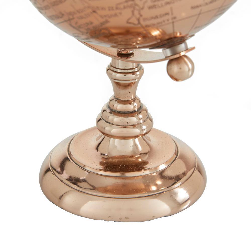 Rose Gold Aluminum Tabletop Globe with Stand