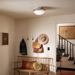 Bretta 13.5 in. 2-Light Polished Nickel Traditional Hallway Flush Mount Ceiling Light