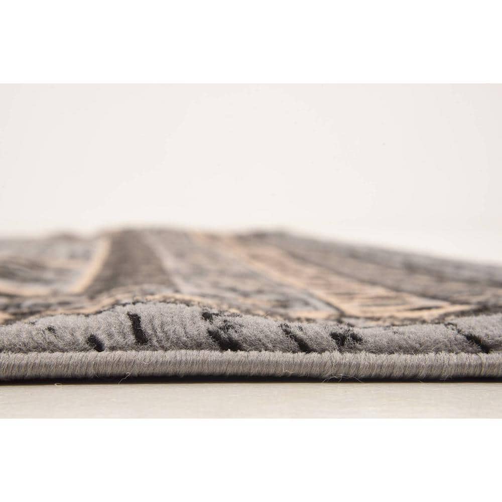 Contemporary Taftan Oasis 6' x 9' Gray Synthetic Area Rug
