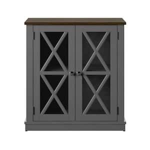 Antique Gray Accent Cabinet with Mullions