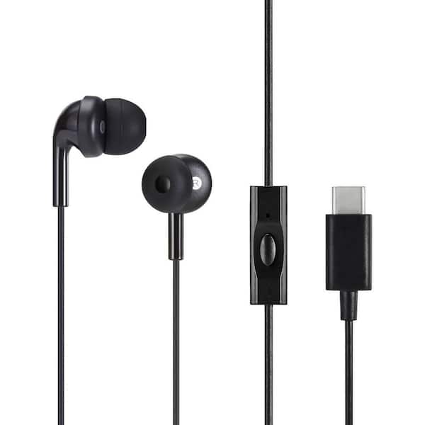 Black USB-C Wired Earbuds with Microphone, Earbuds and in-Ear Headphones, 4.2 ft Long Cable