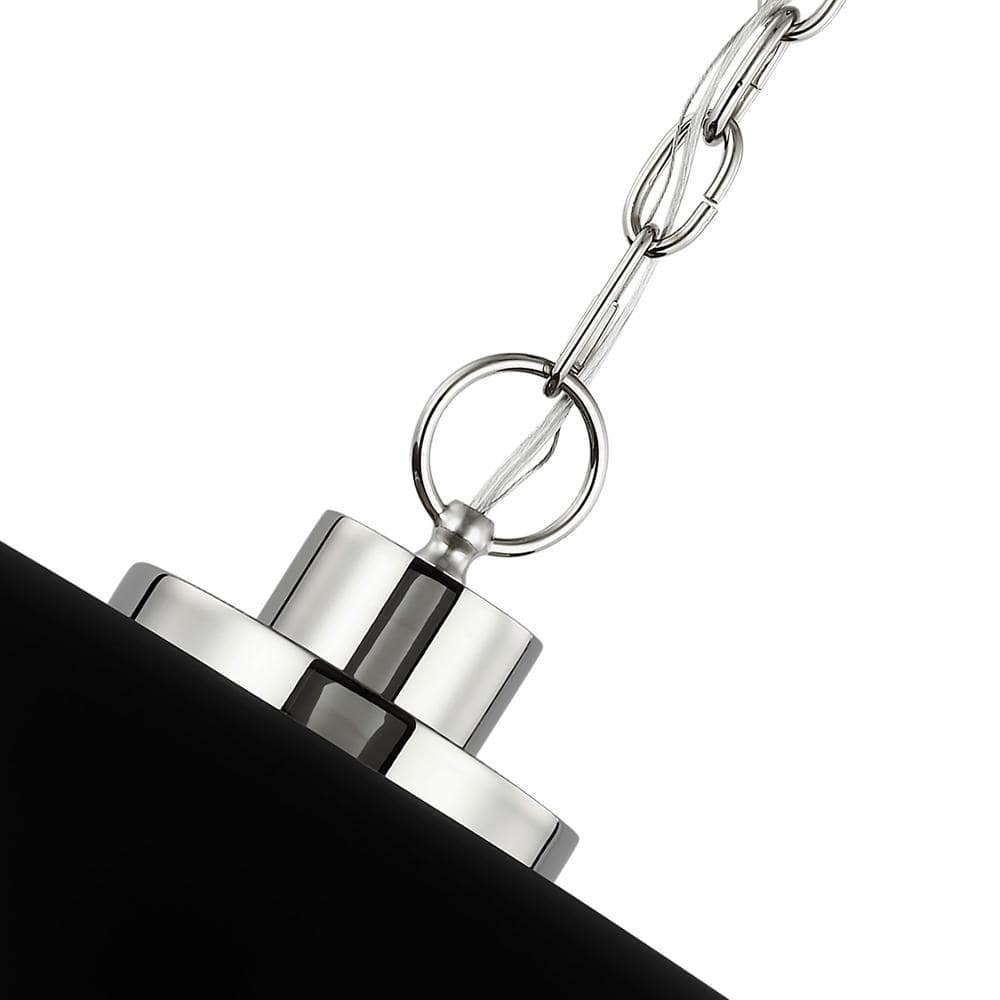 Colony Modern Matte Black and Polished Nickel Dome Pendant Light