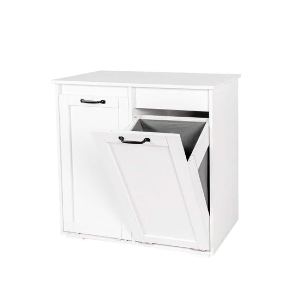 31.5 in. W x 15.75 in. D x 30.71 in. H White Linen Cabinet with Dual Compar