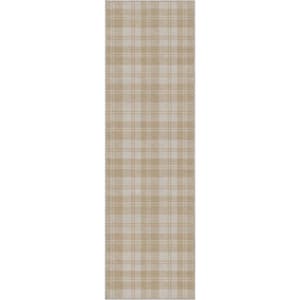 Apollo Beige Brown 2 ft. 3 in. x 7 ft. 3 in. Plaid Farmhouse Geometric Runner Area Rug