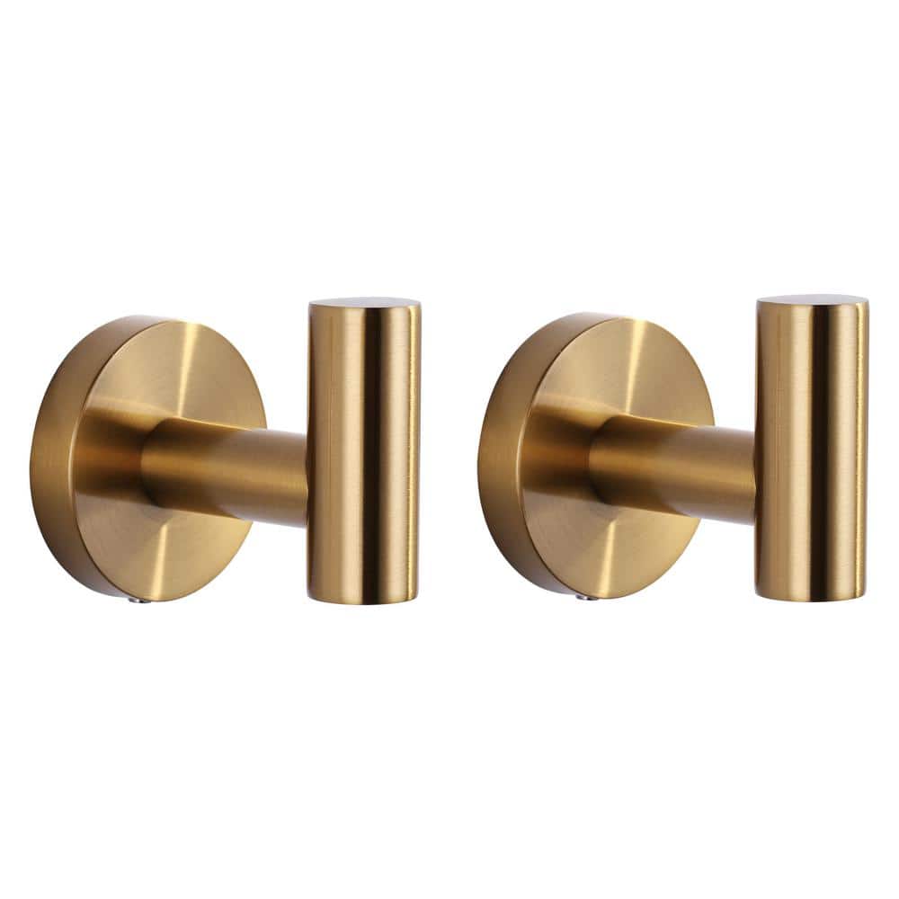 Brushed Gold Stainless Steel Wall Mounted J-Hook Set
