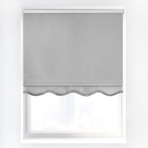 Fringe Gray Solid Cordless Blackout Privacy Vinyl Roller Shade 47 in. W x 64 in. L