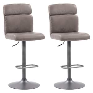 CorLiving DPU-603-B Heavy Duty Gas Lift Adjustable Barstool in Tufted Light Brown Fabric Set of 2