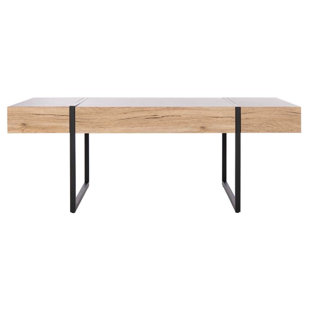 Tristan Natural Black 48" Rectangular Wood Metal Coffee Table