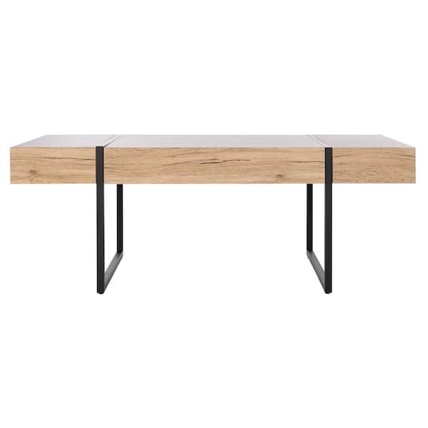 SAFAVIEH Tristan 44 in. Light Brown/Black Wood Coffee Table