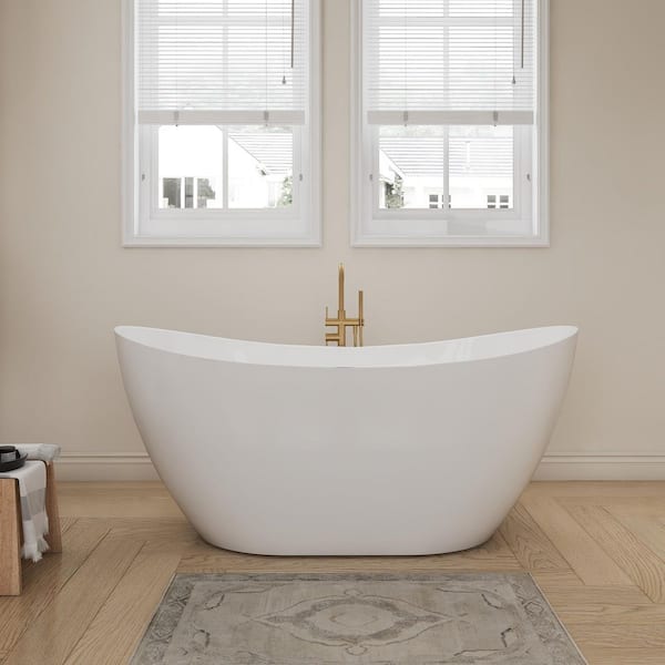 60 in. x 28.8 in. Freestanding Soaking Bathtub with Center Drain in Chrome