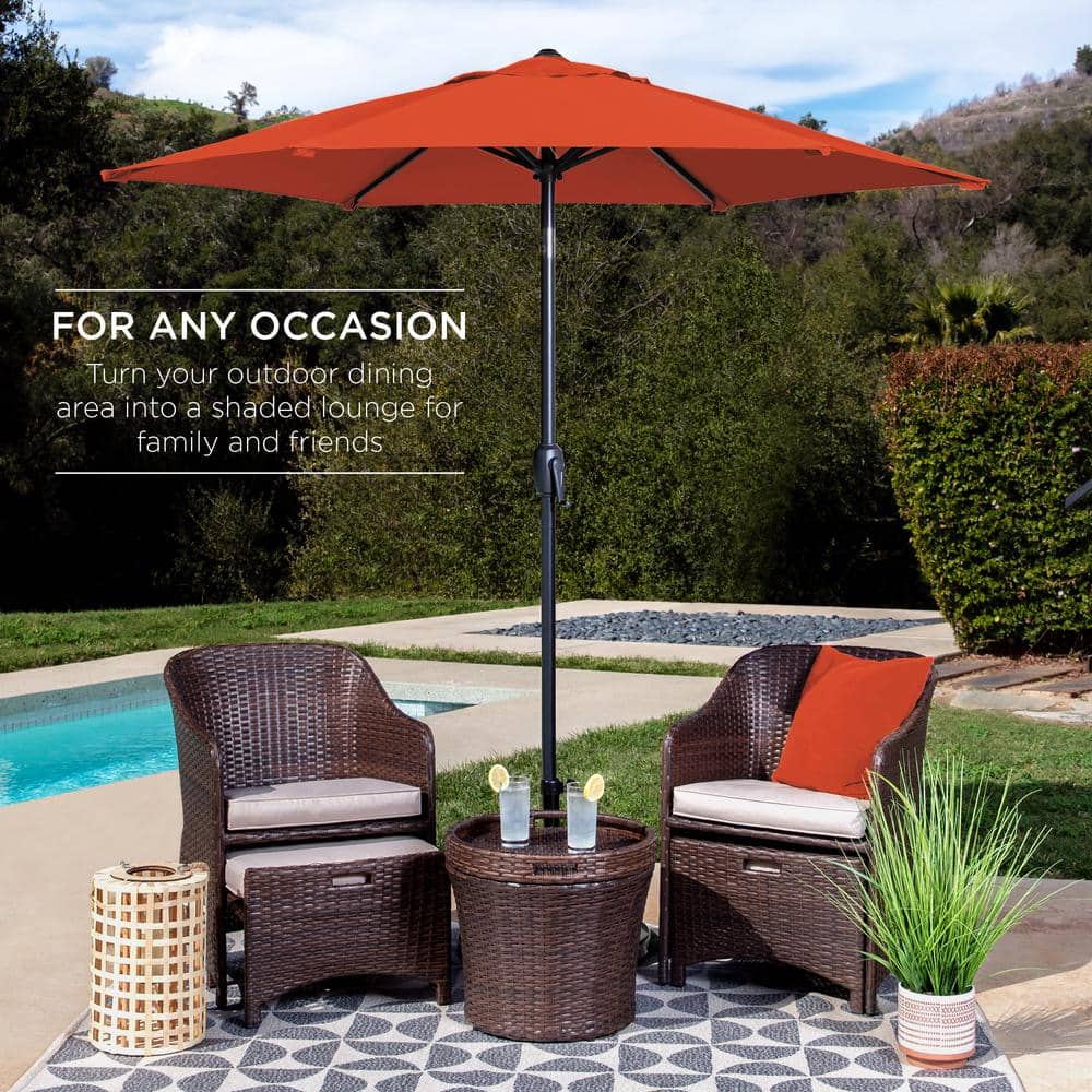 Rust Hexagon Market Patio Umbrella with Crank Lift and Tilt