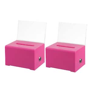 Acrylic Clear Locking Suggestion Box, Pink (2-Pack)