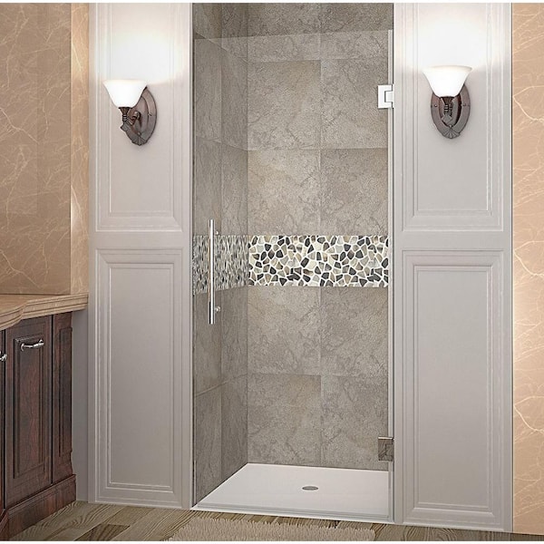 Aston Cascadia 27 in. x 72 in. Completely Frameless Hinged Shower Door in Chrome with Clear Glass