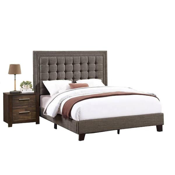 Benjara Zofi Brown Wood Frame King Size Platform Bed