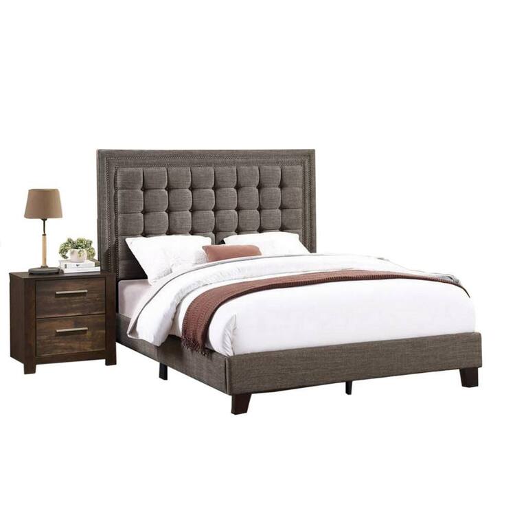 Benjara Zofi Brown Wood Frame King Size Platform Bed
