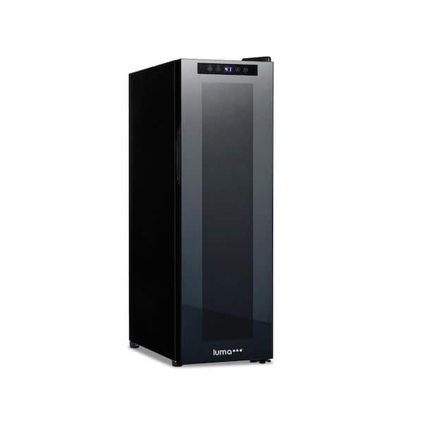 Luma Comfort Luma Shadow Series 24 in. Single Zone Temperature 12-Wine Bottles Beverage & Wine Cooler in Black with Mirrored Finish