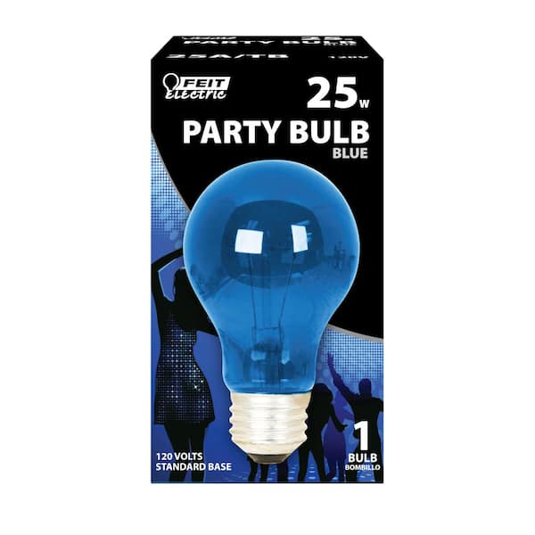 25-Watt Equivalent A19 Dimmable Blue Colored Glass E26 Medium Base Incandescent Light Bulb (24-Pack)