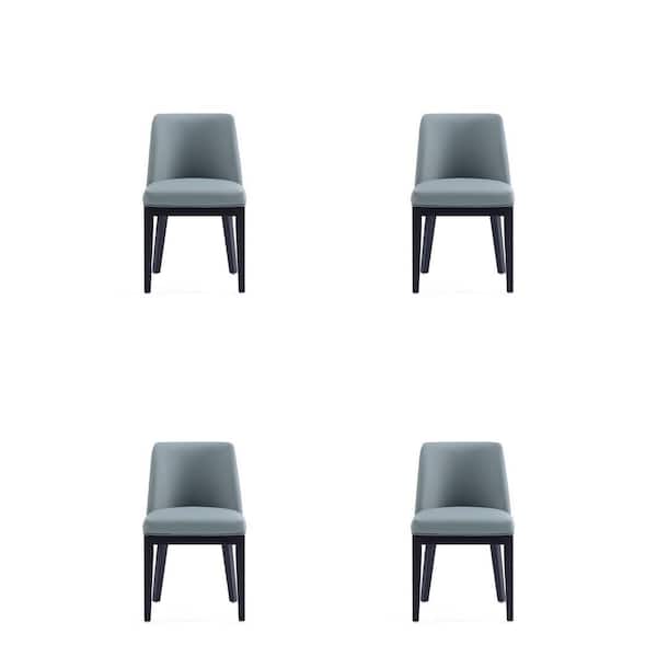 Manhattan Comfort Gansevoort Modern Pewter Faux Leather Upholstered Dining Chair (Set of 4)