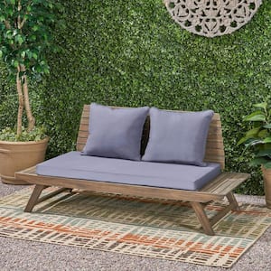 Sedona Grey Wooden Outdoor Loveseat with Dark Grey Cushions