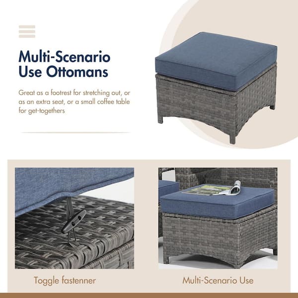 Freestyle 9-Piece Grey Wicker Outdoor Conversation Set with Lift