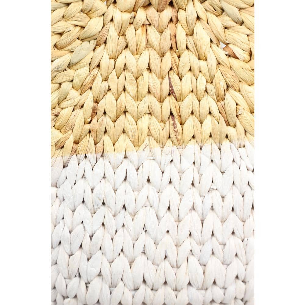 Brown and White Seagrass Oval Storage Basket Set