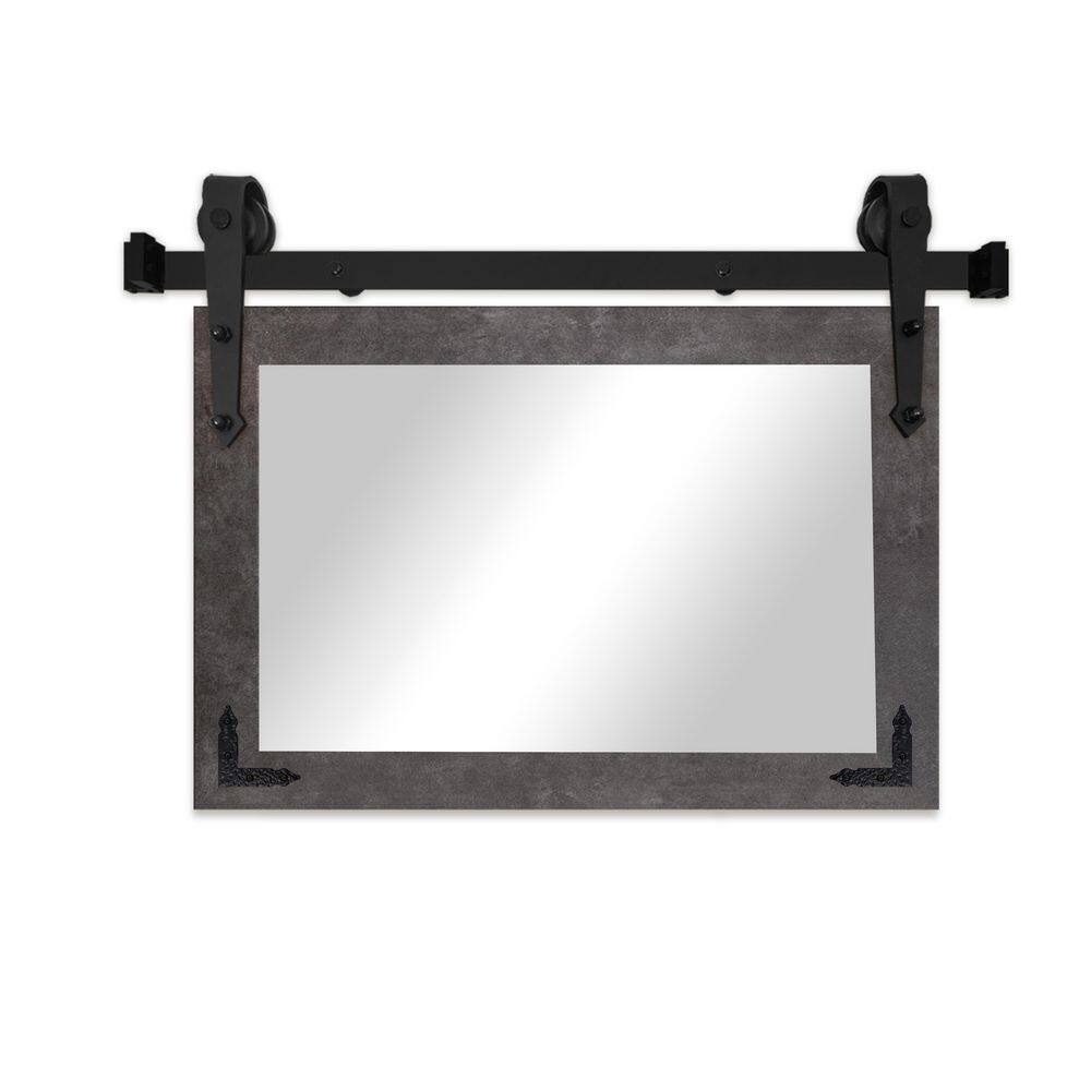 (33 in. W x 54 in. H) Concrete Vertical Mirror with Steel Barn Door Track and Metal Corner Brackets price history on PriceWatchPro