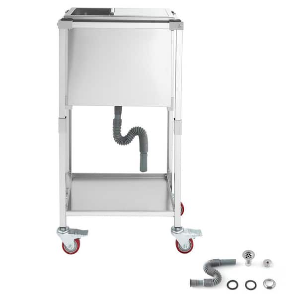 SVOPES Rolling Ice Chest Cooler Cart, 20 in. L x 14 in. W x 38 in. H Stainless Steel Cooling Bin with Wheels, 29.6 qt.