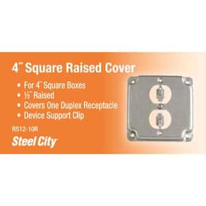 1/2 in. Raised 4in. Square Single Duplex Receptacle Cover